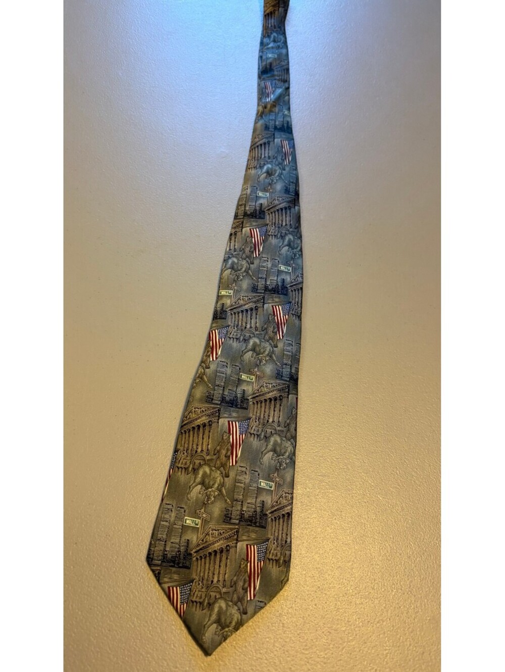 Stonehenge 100% Silk Wall Street Themed Tie Made in USA